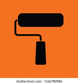 Icon of construction paint brushes. Orange background with black. Vector illustration.