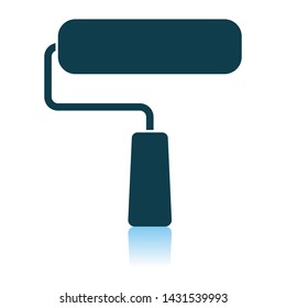Icon Of Construction Paint Brushes. Shadow Reflection Design. Vector Illustration.