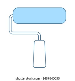 Icon Of Construction Paint Brushes. Thin Line With Blue Fill Design. Vector Illustration.