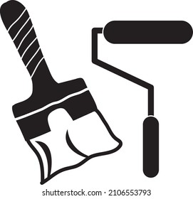 Icono de pinceles de construcción. Fondo blanco con diseño de iconos vectoriales. Ilustración vectorial..eps