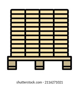 Icon Of Construction Pallet. Editable Bold Outline With Color Fill Design. Vector Illustration.