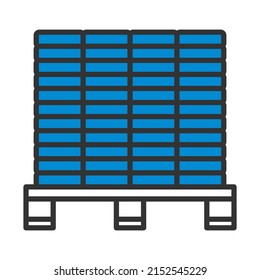 Icon Of Construction Pallet. Editable Bold Outline With Color Fill Design. Vector Illustration.