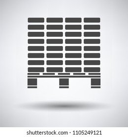 Icon of construction pallet  on gray background, round shadow. Vector illustration.