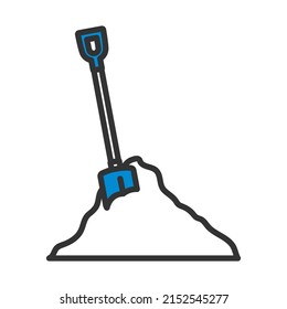 Symbol für Bauaufnahmen und Sand. Bearbeitbare, fette Rahmenlinie mit Farbfülldesign. Vektorgrafik.