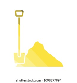 Icon of Construction shovel and sand. Flat color design. Vector illustration.
