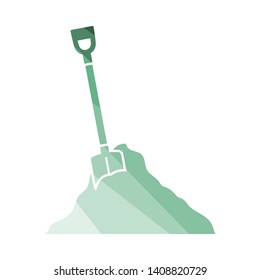 Icono De La Pala Y Arena De Construcción. Diseño de la escalera de color plana. Ilustración vectorial.