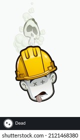 Icon of a construction worker face with Dead emotional expression. All elements neatly on well described layers and groups.