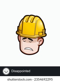 Icon of a construction worker face with Disappointed emotional expression. All elements neatly on well described layers and groups.