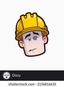 Icon Of A Construction Worker Face With Dizzy Emotional Expression. All Elements Neatly On Well Described Layers And Groups.