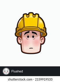 Icon Of A Construction Worker Face With Flushed Emotional Expression. All Elements Neatly On Well Described Layers And Groups.