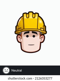 Icon of a construction worker face with Neutral emotional expression. All elements neatly on well described layers and groups.