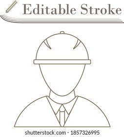 Symbol des Bauarbeiters in Helmet. Bearbeitbar Stroke Simple Design. Vektorgrafik.