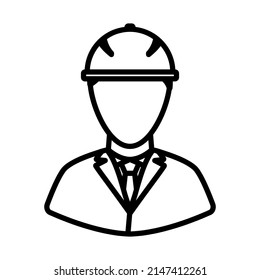Icono Del Trabajador De Construcción Jefe En Casco. Diseño de contorno negrita con ancho de trazo editable. Ilustración vectorial.