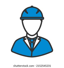 Icono Del Trabajador De Construcción Jefe En Casco. Contorno de negrita editable con diseño de relleno de color. Ilustración vectorial.