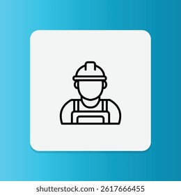 Icon of a construction worker wearing a hard hat, symbolizing labor safety and industrial workforce.