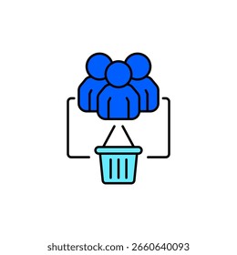 Icono de un consumidor, aislado contra un fondo limpio.