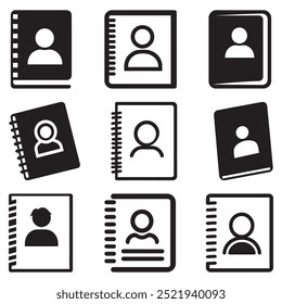 Icon of a contact book with a person silhouette on the cover.