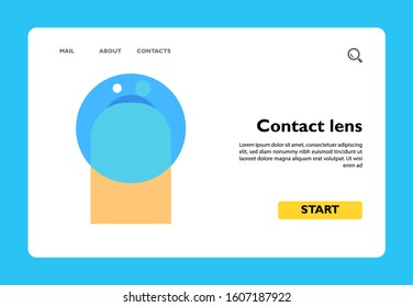 Icon of contact lens. Inserting lens, finger, routine, morning preparation. Oculist concept. Can be used for topics like vision, medical device or correcting vision