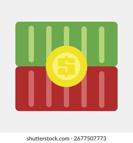Icon container costs. Export import elements. Icon in flat style.
