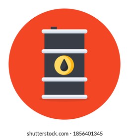 Icon of a container having a liquid sign depicting fuel barrel 