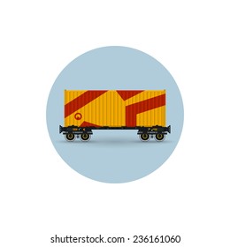 Icon of a container platform for transportation of containers by rail,  vector illustration