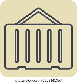 Contenedor de iconos. relacionado con el símbolo Material de construcción. estilo dibujado a mano. diseño simple editable. ilustración simple