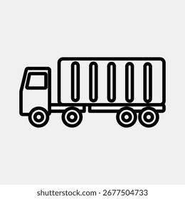 Caminhão de contêiner de ícone. Exportar elementos de importação. Ícone no estilo de linha.