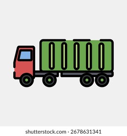Caminhão de contêiner de ícone. Exportar elementos de importação. Ícone no estilo de linha preenchida.