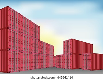 Icon containers and forklift car for logistic import and export