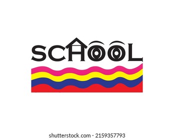An icon containing the word school vector illustration.School logo with word "school" isolated on white background.School web and app icon.