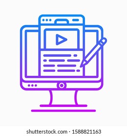 Icon for content creators, icons with computer monitors and website pages