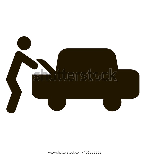 Icon with contour of man. Human Icon\
is repairing car. Car service. Vector\
illustration.