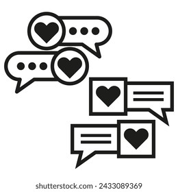 Icon conversation heart. Expressive chat symbol. Simple, universal design. Vector illustration. EPS 10.