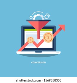 Icon for conversion, sales funnel, lead generation - flat design vector concept for marketing and advertising
