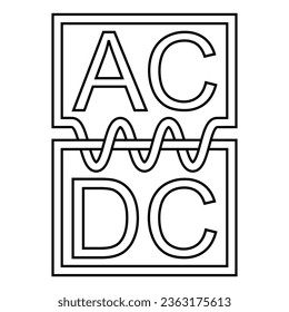 Icon converting AC to DC power supply transformer logo ACDC