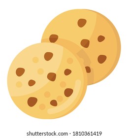 An icon of cookies, flat vector 