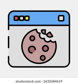 Symbol-Cookies. Elemente des Internets. Symbol im ausgefüllten Linienstil.