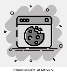 Cookies de ícone. Elementos de rede da Internet. Ícone em estilo cômico.