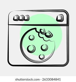 Cookies de ícone. Elementos de rede da Internet. Ícone no estilo de ponto de cor.