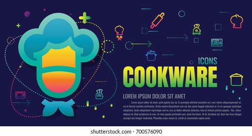 icon. Cookware. modern design. vector illustration colorful on blue background. logo. symbol