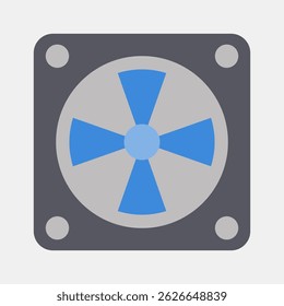 Ventilador de resfriamento de ícone. Elementos de componentes do computador. Ícone em estilo plano.
