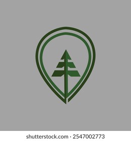 Ícone de pontos de coordenadas com identidade de pinheiro (Local de plantação de pinheiro)
