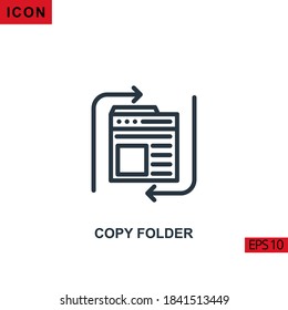 Icono Copiar carpeta con flecha. Colección de símbolos de iconos de esquema, línea o vector lineal para el concepto móvil y el diseño de aplicaciones web.