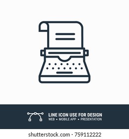 Icon copy writing typewriter graphic design single icon vector illustration