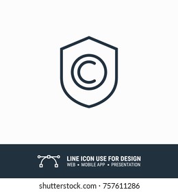 Icon copyright sign shield graphic design single icon vector illustration
