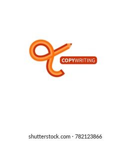 Icon copywriting. Logo copywriter. Curved pencil. Vector illustration.