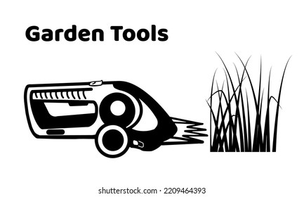 Icon cordless grass clippers. Flat style. Isolated on white background. Vector.