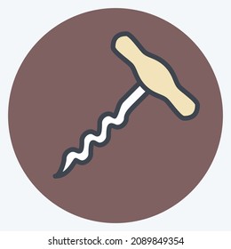 Icon Corkscrew - Color Mate Style - Simple illustration,Editable stroke,Design template vector, Good for prints, posters, advertisements, announcements, info graphics, etc.