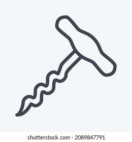 Icon Corkscrew - Line Style - Simple illustration,Editable stroke,Design template vector, Good for prints, posters, advertisements, announcements, info graphics, etc.