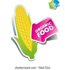 Icon corn an arrow by organic food. Vector illustration.